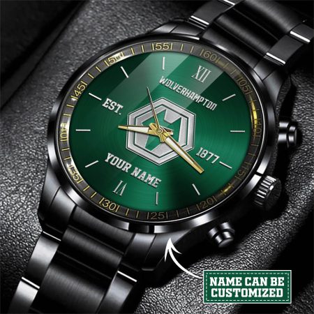 Wolverhampton Wanderers EPL Personalized Black Hand Watch Gift For Fans