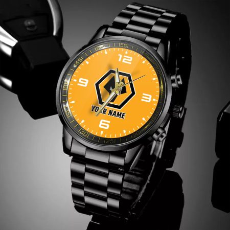 Wolverhampton Wanderers EPL Personalized Black Hand Watch Gifts For Fans
