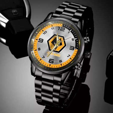 Wolverhampton Wanderers EPL Personalized Black Hand Watch Gifts For Fans