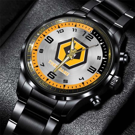 Wolverhampton Wanderers EPL Personalized Black Stainless Steel Hand Watch For Fan