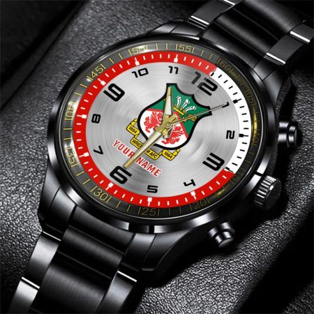 Wrexham AFC EFL Personalized Black Stainless Steel Hand Watch For Fan