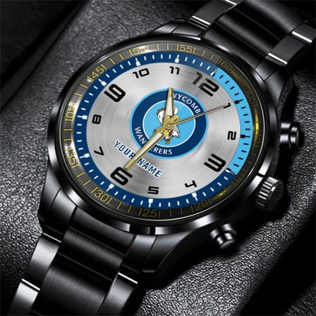 Wycombe Wanderers EFL Personalized Black Stainless Steel Hand Watch For Fan