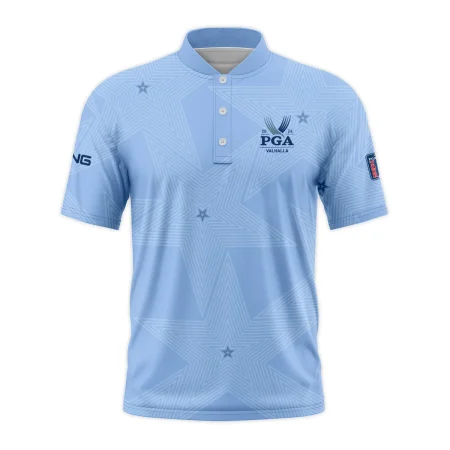 Golf Blue Color Star Pattern 2024 PGA Championship Valhalla Ping Style Classic, Short Sleeve Round Neck Polo Shirt