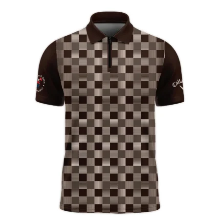 Golf Brown Square Pattern 124th U.S. Open Pinehurst Callaway Zipper Polo Shirt Style Classic