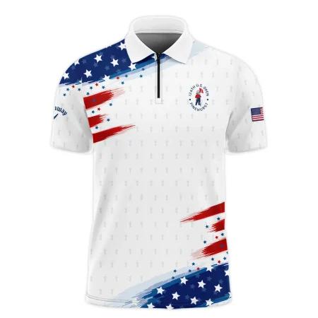 Golf Flag American Loves 124th U.S. Open Pinehurst Callaway Zipper Polo Shirt Style Classic