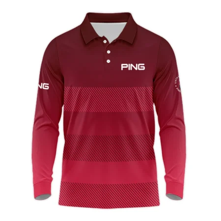 Golf Ping 124th U.S. Open Pinehurst Sports Long Polo Shirt Red Gradient Stripes Pattern All Over Print Long Polo Shirt For Men