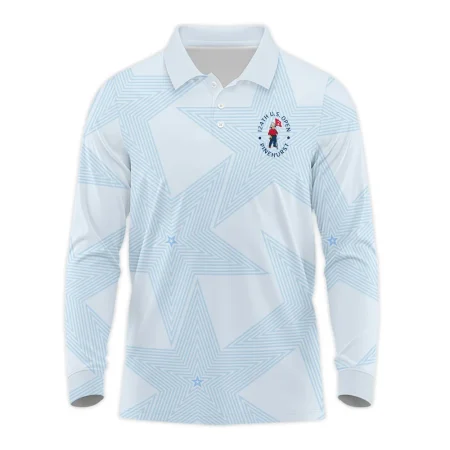 Golf Sport 124th U.S. Open Pinehurst Long Polo Shirt Sports Star Sripe Light Blue Long Polo Shirt For Men