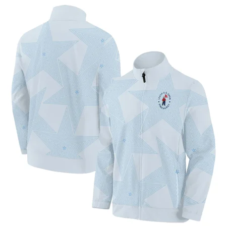 Golf Sport 124th U.S. Open Pinehurst Stand Colar Jacket Sports Star Sripe Light Blue Stand Colar Jacket