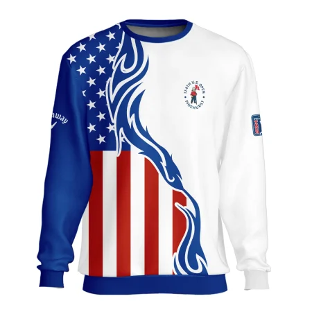 Golf Sport Callaway 124th U.S. Open Pinehurst Unisex Sweatshirt USA Flag Pattern Blue White All Over Print Sweatshirt