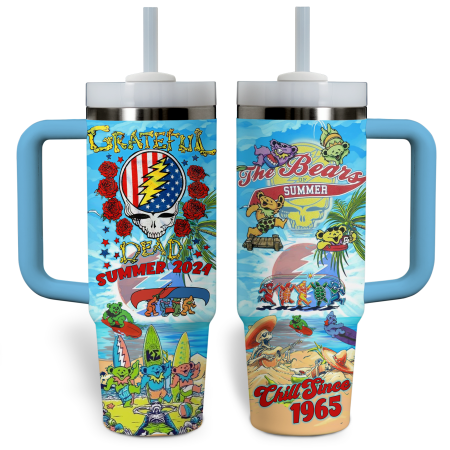Grateful Dead Music Custom  Quencher 40oz Stainless Steel Tumbler HG With Handle