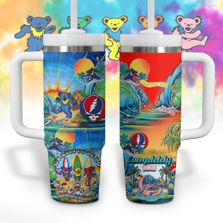Grateful Dead Music Custom  Quencher 40oz Stainless Steel Tumbler HG With Handle