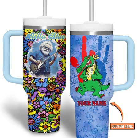 Grateful Dead Music Custom Stanley Quencher  30oz or 40oz Stainless Steel Tumbler With Handle HG Stainless Steel Tumbler With Handle