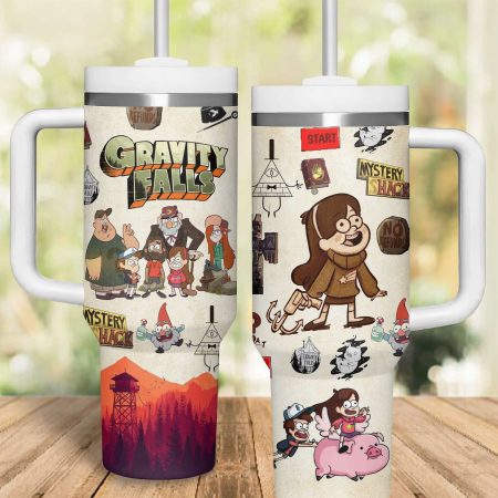 Gravity Falls TV Series  Custom Quencher 30oz or 40oz Stainless Steel Tumbler With Handle HG
