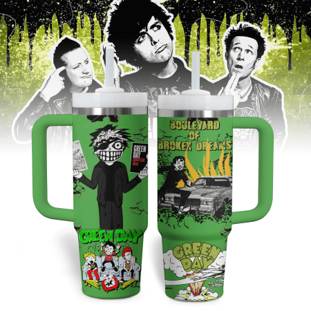 Green Day Music Custom  Quencher 30oz or 40oz Stainless Steel  Tumbler HG With Handle