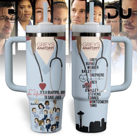Greys Anatomy Cartoon Custom  Quencher 40oz Stainless Steel Tumbler HG With Handle