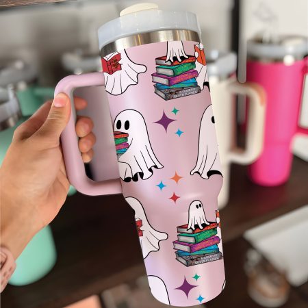 Halloween A Court Of Thorns And Roses Ghost Reading Custom  Quencher 40oz Stainless Steel Tumbler HG With Handle