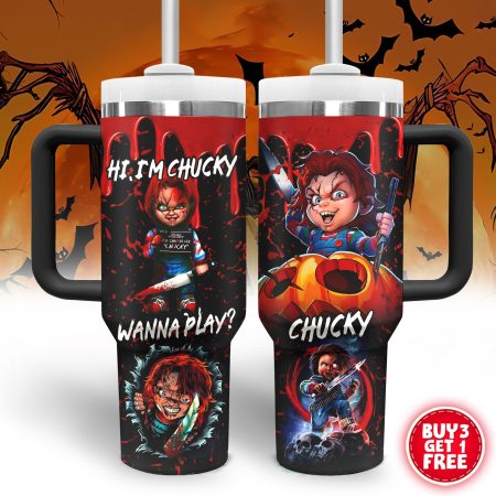 Halloween Chucky Movies Custom Quencher Stainless Steel Custom Quencher 30oz or 40oz Stainless Steel Tumbler With Handle HG