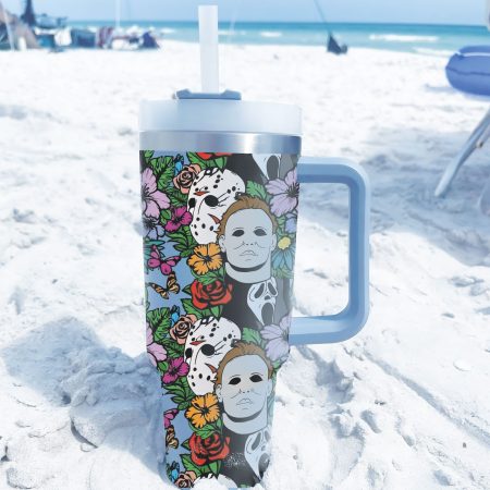 Halloween Floral Horror Custom  Quencher 40oz Stainless Steel Tumbler HG With Handle