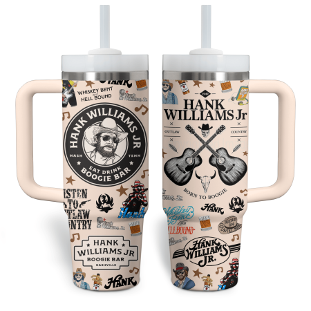 Hank Williams Jr. Music Custom Stanley Quencher 30oz or 40oz Stainless Steel Tumbler With Handle HG