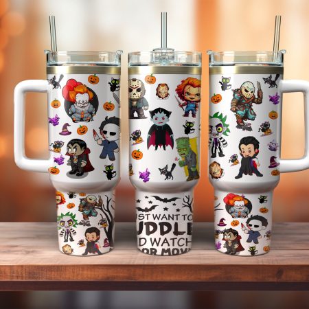 Horror Movie Characters Movies Custom  Quencher 30 or 40oz  Stainless Steel Tumbler HG With Handle