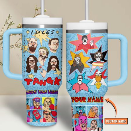 Idles Music Custom  Quencher 40oz Stainless Steel Tumbler HG With Handle