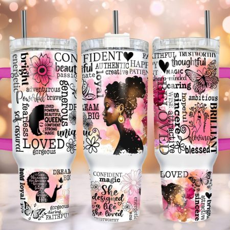 Strong Black Woman 40oz Tumbler Wrap PNG Black Girl Magic 40oz Tumbler Sublimation Design Lovers L3N