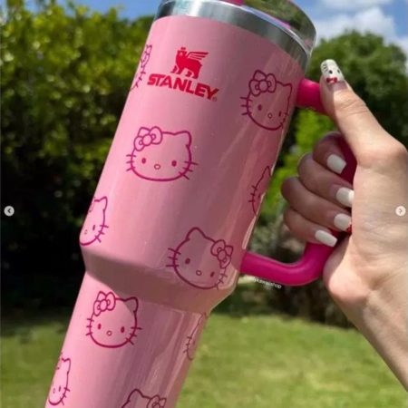 Custom Kitty 30oz or 40oz Stainless Steel Tumbler With Handle L3N