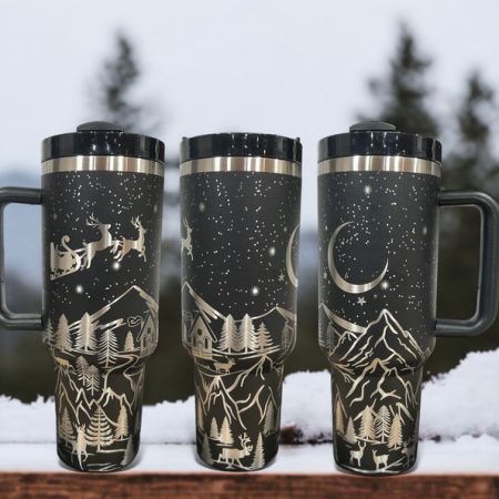 Christmas Mountain Snow White 30oz or 40oz  Engraved Tumbler Xmas Gift NNA
