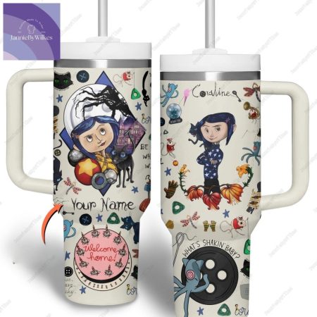 Halloween Coraline, Halloween Spooky Season Custom Quencher 40oz Stainless Steel Tumbler With Handle NNA