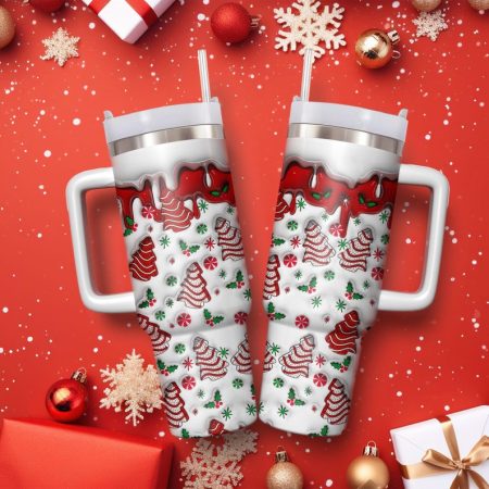 Christmas Tree Cakes 30oz or 40oz Tumbler With Handle Xmas Gift NNA