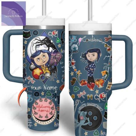 Halloween Custom Coraline, Horror Characters, Spooky Season Gifts, Coraline Doll Custom Quencher 40oz Stainless Steel Tumbler With Handle NNA