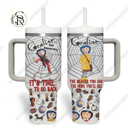 Halloween Coraline 40oz Tumbler Custom Quencher 40oz Stainless Steel Tumbler With Handle NNA