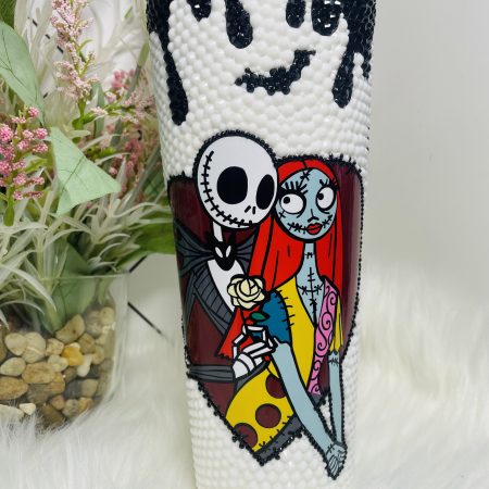 Transparent Lid Rhinestone Diamond 40oz Tumbler With Handle HG Nightmare before Christma jack and sally jack skellington halloween .
