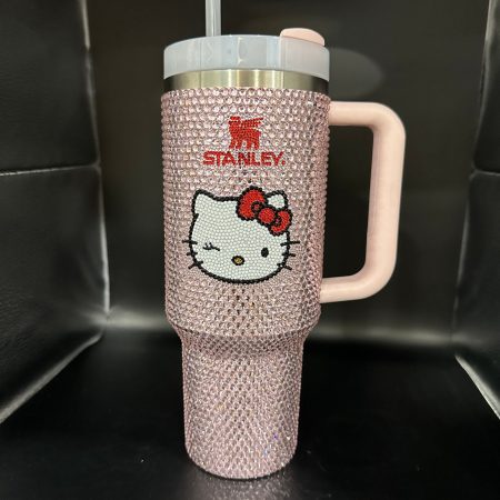 Custom Made-To-Order Blinged Authentic Stanley Transparent Lid Rhinestone Diamond 40oz Tumbler With Handle HG