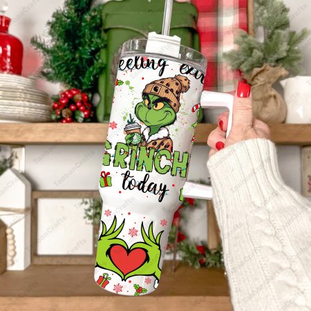 Feeling Extra Christma Boujee Wrap Retro Christma Skinny Wrap Christma Movie Transparent Lid Rhinestone Diamond 40oz Tumbler With Handle HG