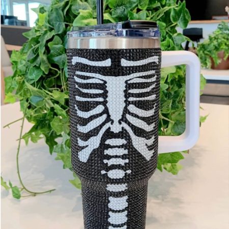 Custom Halloween Halloween Stainles Steel Michael Transparent Lid Rhinestone Diamond 40oz Tumbler With Handle HG