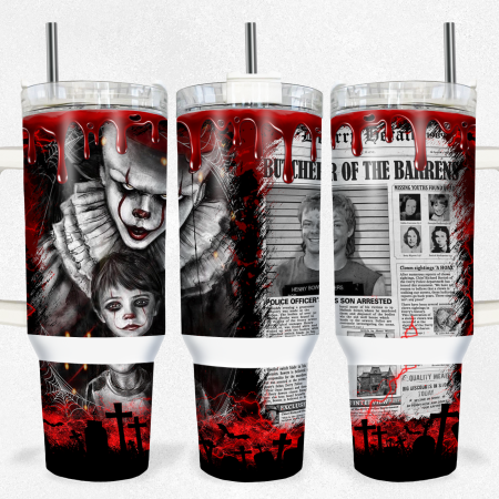 IT Horror Clown Movies Custom  Quencher 30 or 40oz  Stainless Steel Tumbler HG With Handle