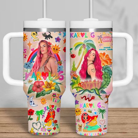 Karol G Music Custom Stanley Quencher 30oz or 40oz Stainless Steel Tumbler With Handle HG