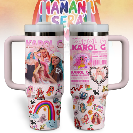 Karol G Music Custom Stanley Quencher 30oz or 40oz Stainless Steel Tumbler With Handle HG