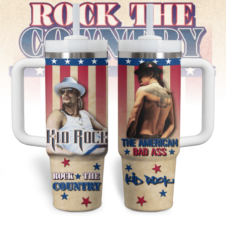 Kid Rock Music Custom Stanley Quencher 30oz or 40oz Stainless Steel Tumbler With Handle HG