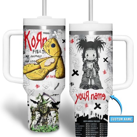 Korn Music Custom  Quencher 40oz Stainless Steel Tumbler HG With Handle