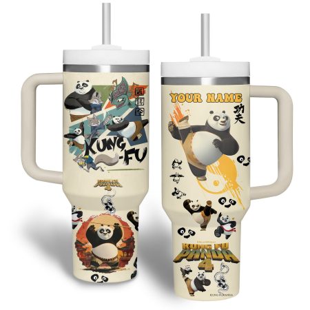Kung Fu Panda Cartoon Custom  Quencher 40oz Stainless Steel Tumbler HG With Handle