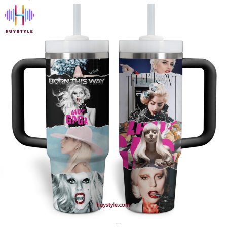 Lady Gaga Music Custom  Quencher 40oz Stainless Steel Tumbler HG With Handle