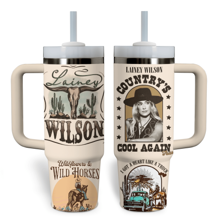 Lainey Wilson Music Custom Stanley Quencher  30oz or 40oz Stainless Steel Tumbler With Handle HG Stainless Steel Tumbler With Handle