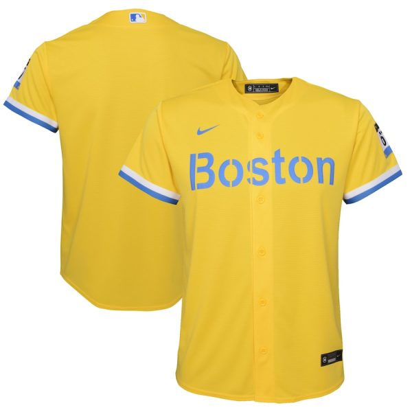 Boston Red Sox Nike Youth City Connect Replica Team Jersey – Gold/Light Blue –