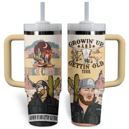 Luke combs Music Custom Stanley Quencher 30oz or 40oz Stainless Steel Tumbler With Handle HG