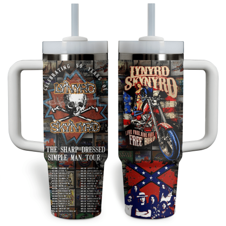 Lynyrd Skynyrd Music Custom Stanley Quencher 30oz or 40oz Stainless Steel Tumbler With Handle HG