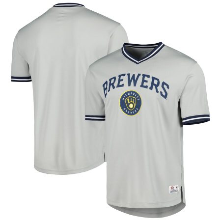 Milwaukee Brewers V-Neck Jersey – Gray –