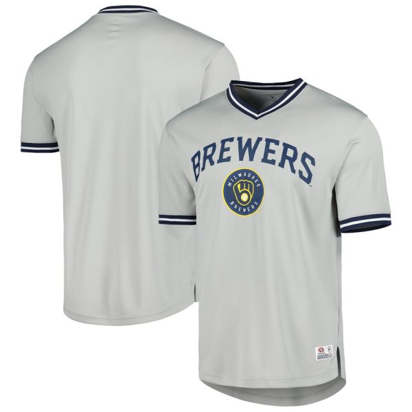Milwaukee Brewers V-Neck Jersey – Gray –