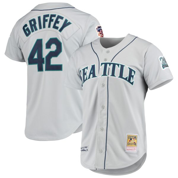 Ken Griffey Jr. Seattle Mariners Mitchell & Ness 20th Anniversary Cooperstown Collection Jersey – Gray –